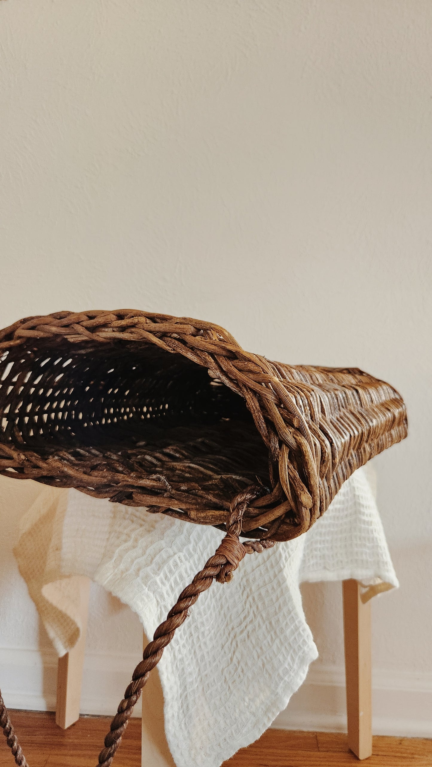 Large Hanging Basket, Wicker Basket, Entryway Decrative Accent, Earthy and Timeless