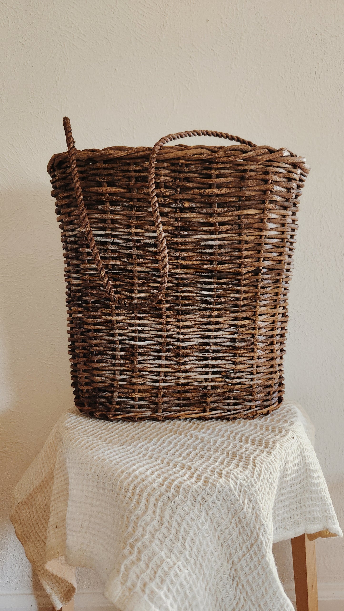 Large Hanging Basket, Wicker Basket, Entryway Decrative Accent, Earthy and Timeless