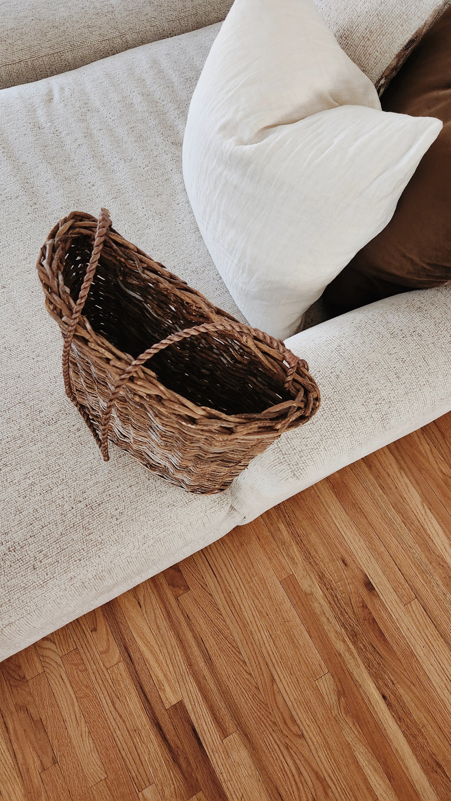 Large Hanging Basket, Wicker Basket, Entryway Decrative Accent, Earthy and Timeless