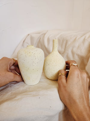 Handmade Porcelain Vases - Speckled Artisan Decor for Rustic & Vintage Styling