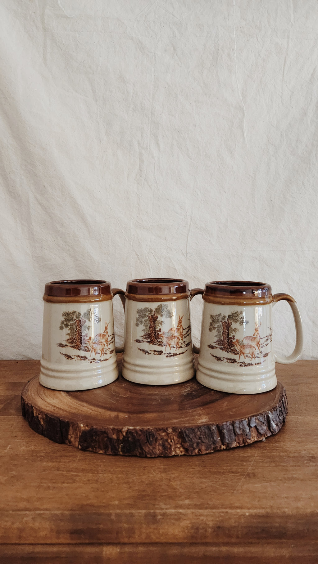 Vintage Deer Mugs, Coffee Bar,  Earthy Home Decor, Mugs