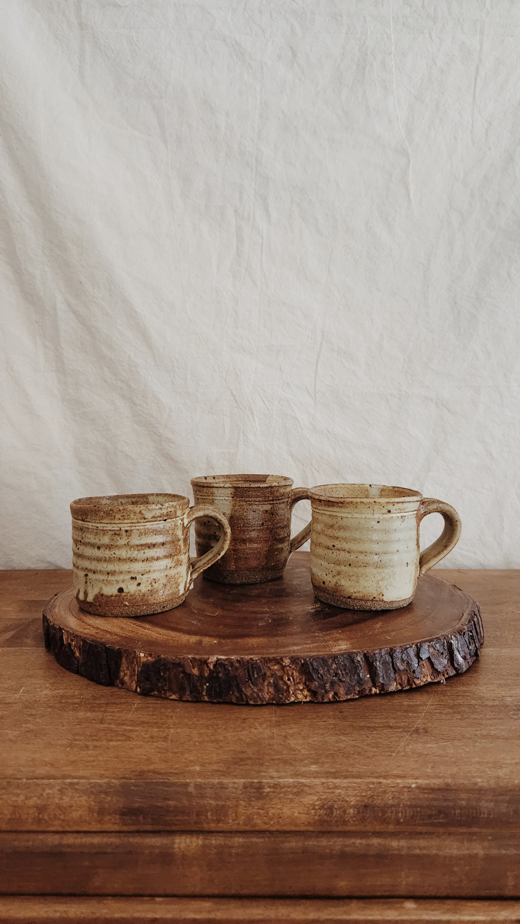 Vintage Handmade Mugs, Coffee Bar Decor, Handmade, Natural and Earthy